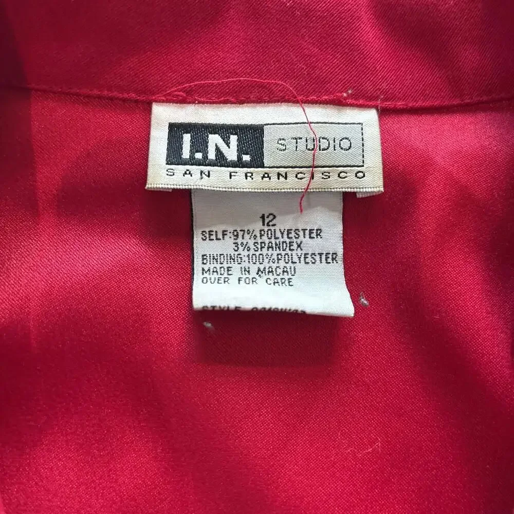 Vintage I.N. Studio Red Long Sleeve Zip-Up Jacket with Collar and shoulder pads - Picture 3 of 5